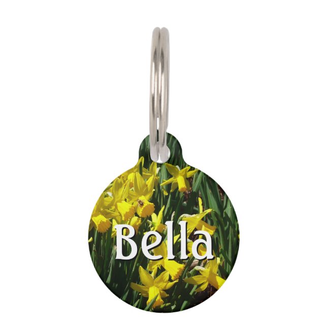 Yellow Daffodils I Cheery Spring Flowers Pet Tag (Front)