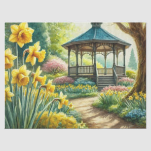 Yellow Daffodils in Spring with Gazebo  Tissue Paper