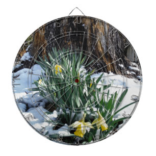 Yellow Daffodils in the snow Dartboard
