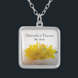 Yellow Daffodils on White Spring Wedding Silver Plated Necklace<br><div class="desc">The elegant Yellow Daffodils on White Spring Wedding Pendant Necklace makes a unique personalized keepsake gift for the bride to be or her bridesmaids. This pretty custom botanical wedding necklace features a floral photograph of a bouquet of yellow daffodil flower blossoms with a white bridal veil inside a sterling silver...</div>