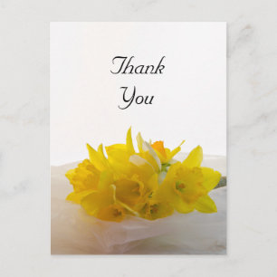 Yellow Daffodils on White Spring Wedding Thank You Postcard