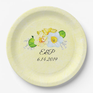 Yellow Daffodils Spring Wedding Personalized Paper Plate