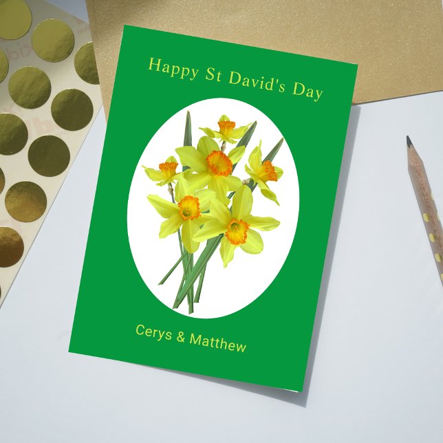 Yellow Daffodils St David's Day Personalized Card (Creator Uploaded)