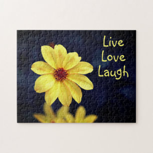 Yellow Dahlia Elegant Flower Inspirational Quote Jigsaw Puzzle