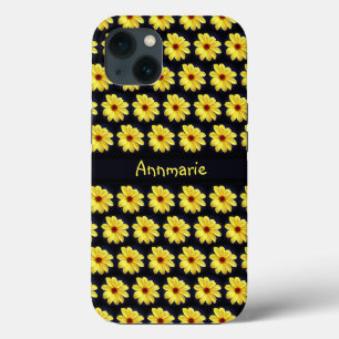 Yellow Dahlia Elegant Flower Monogram iPhone 13 Case