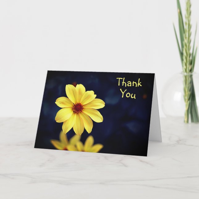 Yellow Dahlia Elegant Flower Thank You Card (Front)