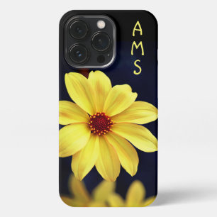 Yellow Dahlia Elegant Flower With Initials iPhone 13 Pro Case