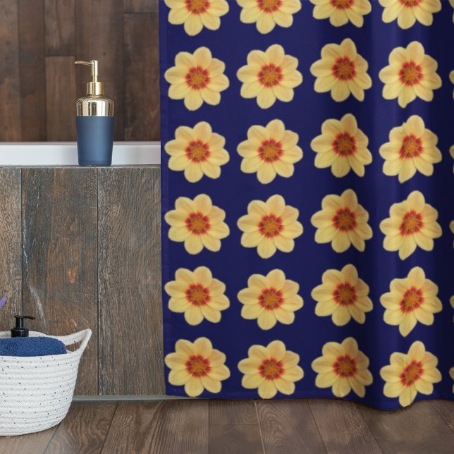 Yellow Dahlia Floral Pattern on Blue (Creator Uploaded)