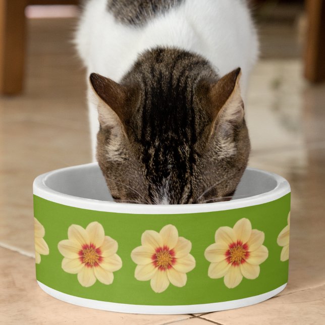 Yellow Dahlia Floral Pattern on Green Bowl (Creator Uploaded)