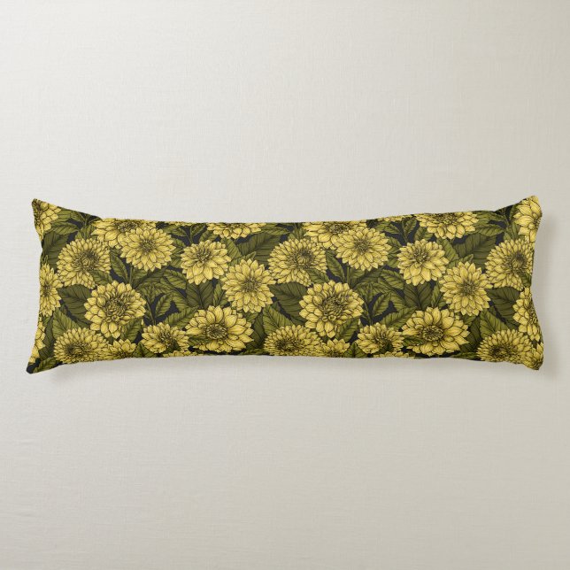 Yellow Dahlia garden Body Pillow (Front)