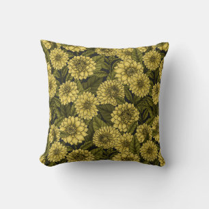 Yellow Dahlia garden Throw Pillow