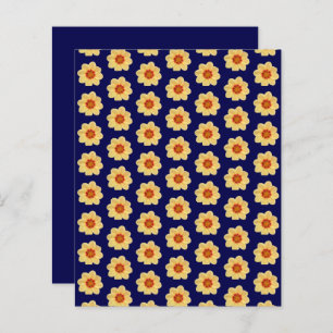 Yellow Dahlia Pattern on Blue Scrapbook Paper