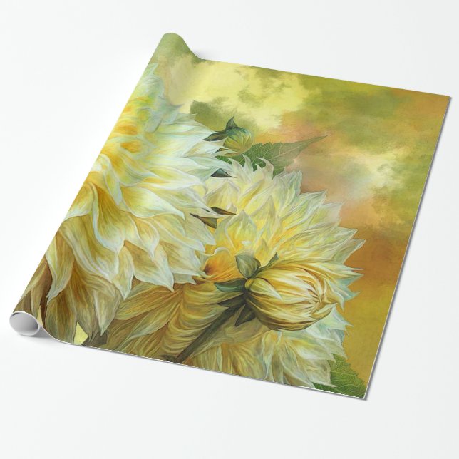 Yellow Dahlias Art Gift Wrap (Unrolled)