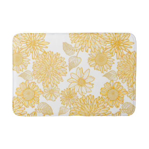 Yellow Dahlias & Daisies Bath Mat