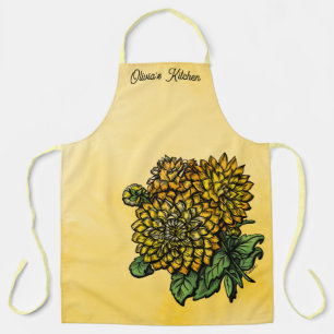 Yellow Dahlias Floral Apron