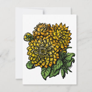 Yellow Dahlias Floral  Card