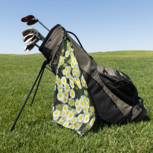 Yellow Dainty Daisy Flower Buttons, Golf Towel