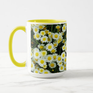 Yellow Dainty Daisy Flower Buttons, Mug