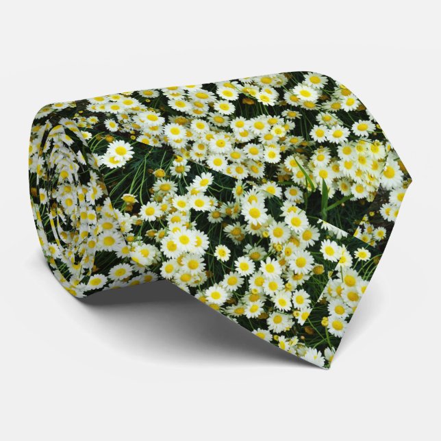 Yellow Dainty Daisy Flower Buttons,  Tie (Rolled)