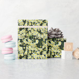 Yellow Dainty Daisy Flower Buttons, Wrapping Paper