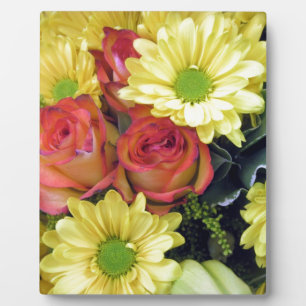 Yellow Daisies and Red Roses Plaque