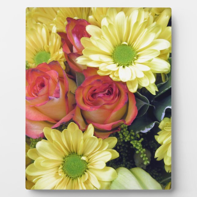 Yellow Daisies and Red Roses Plaque (Front)