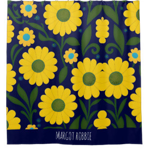 Yellow Daisies Blue Background Floral Pattern