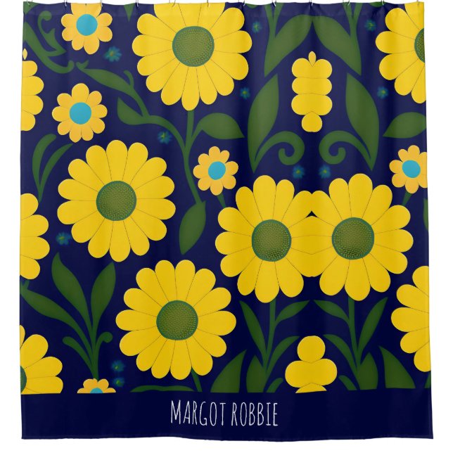 Yellow Daisies Blue Background Floral Pattern (Front)