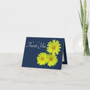 Yellow Daisies Blue Background Thank You Card