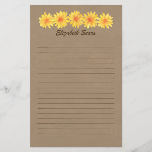 Yellow Daisies/Kraft Paper Stationery