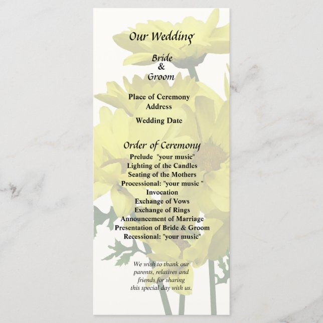 Yellow Daisies Program (Front)
