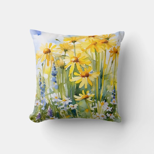 Yellow Daisies Throw Pillow (Front)
