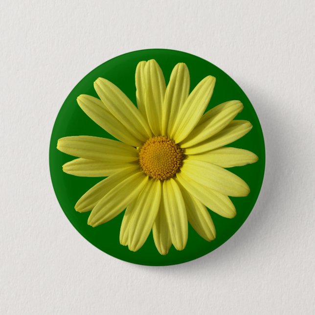 Yellow Daisy 2 Inch Round Button (Front)