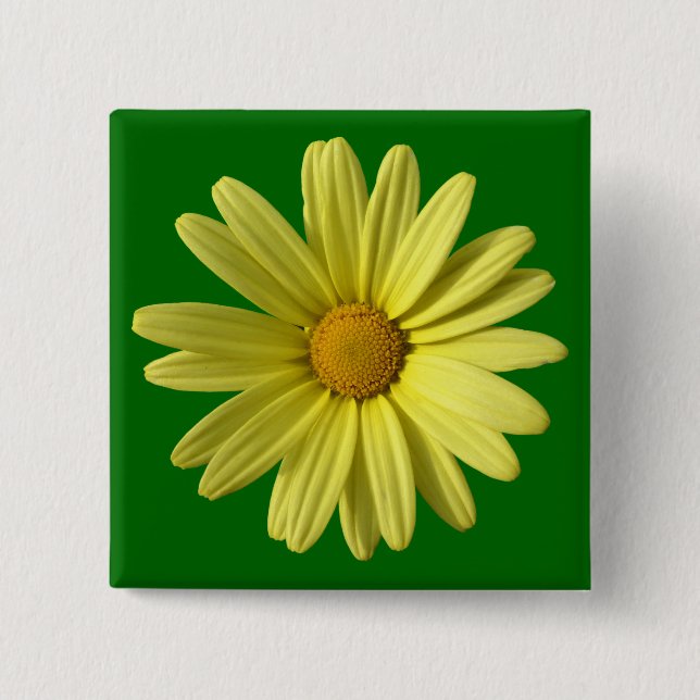 Yellow Daisy 2 Inch Square Button (Front)