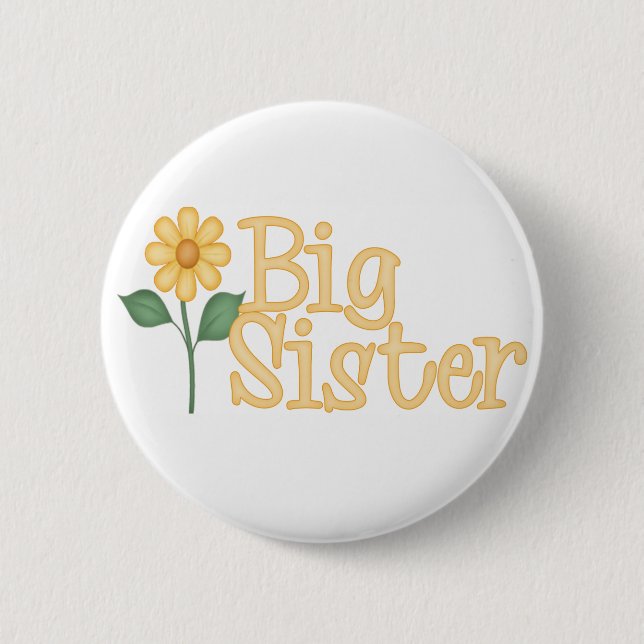 Yellow Daisy Big Sister 2 Inch Round Button (Front)