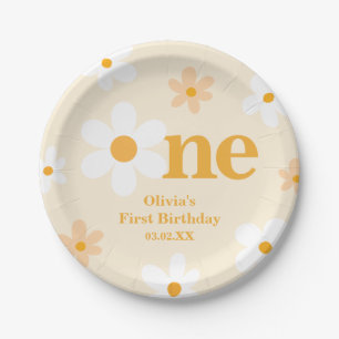 Yellow Daisy Birthday Party Paper Plate