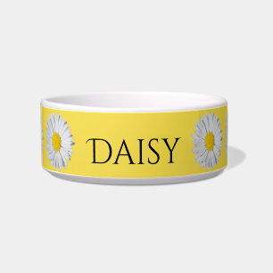 Yellow Daisy Blooms Personalized Pet Dish