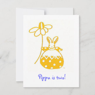 Yellow Daisy Bunny birthday invitation