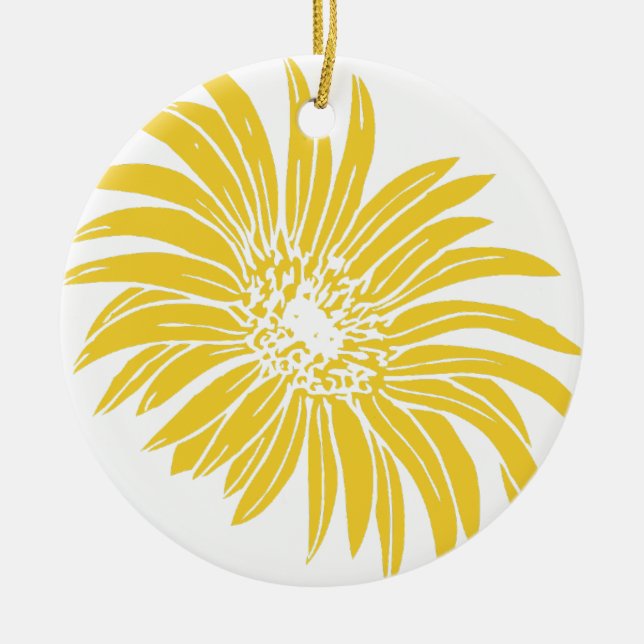 YELLOW DAISY CERAMIC ORNAMENT (Front)