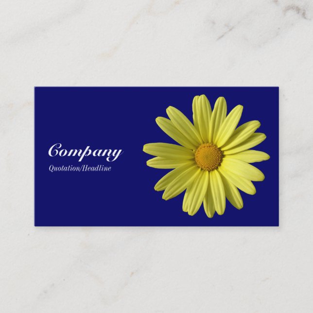 Yellow Daisy - Deep Navy Business Card (Front)