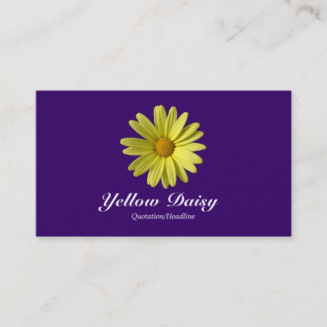 Yellow Daisy - Deep Purple Business Card (Front)