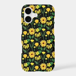 yellow daisy design on black