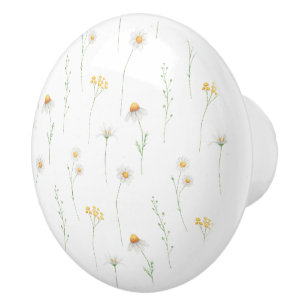 Yellow Daisy Drawer Knob Small Floral Vintage