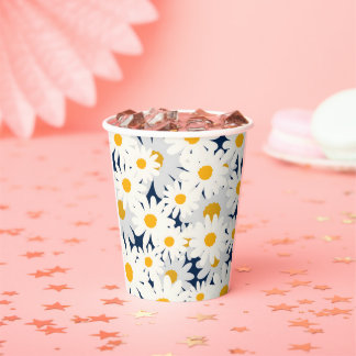 Yellow Daisy Floral Garden Party Paper Cups