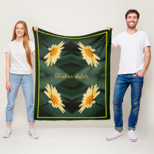 Yellow Daisy Flower Abstract Personalized Fleece Blanket