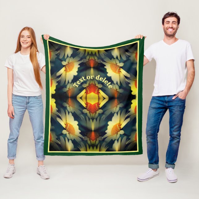 Yellow Daisy Flower Abstract Personalized Fleece Blanket (In Situ)