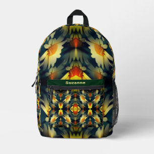 Yellow Daisy Flower Abstract Personalized Printed Backpack