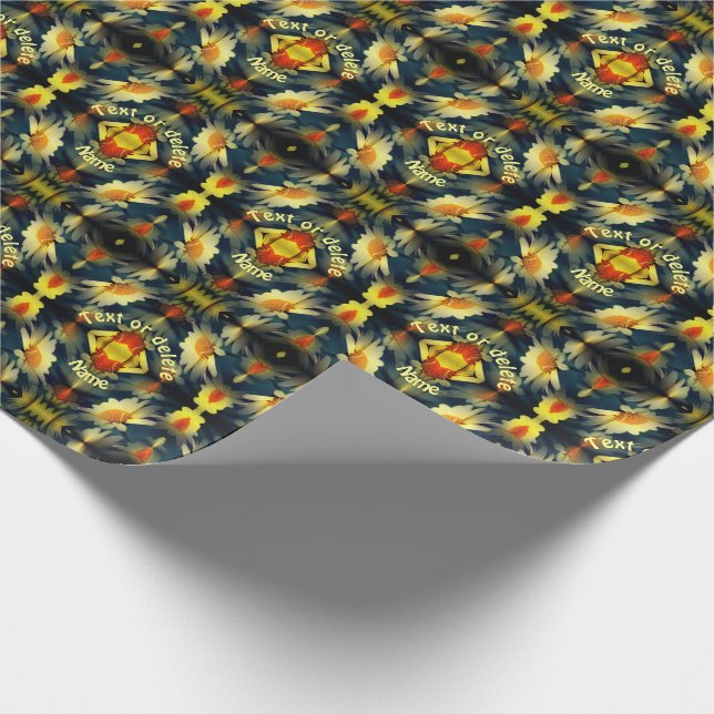 Yellow Daisy Flower Abstract Personalized Wrapping Paper (Corner)