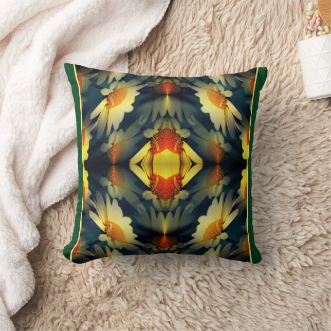 Yellow Daisy Flower Abstract  Throw Pillow (Blanket)