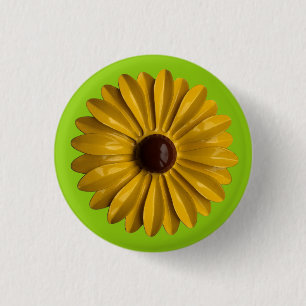 Yellow Daisy Flower - Bouquet Spring Summer Garden 1 Inch Round Button